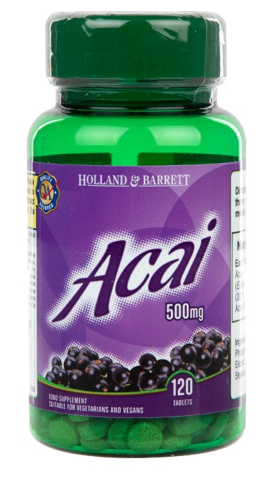 HOLLAND & BARRETT Holland & Barrett Jagody Acai 500mg suplement diety 120 tabletek