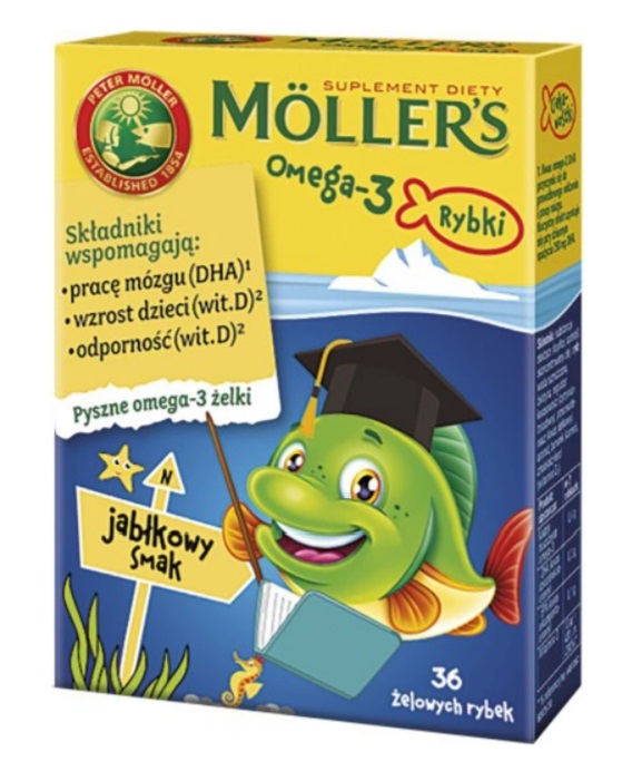 MOLLER'S Omega-3 Rybki jabłkowe 36 szt.