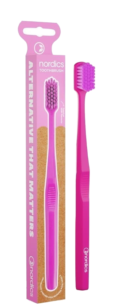 Nordics - Szczoteczka do zębów z PLA biodegradowalna różowa 1 szt.