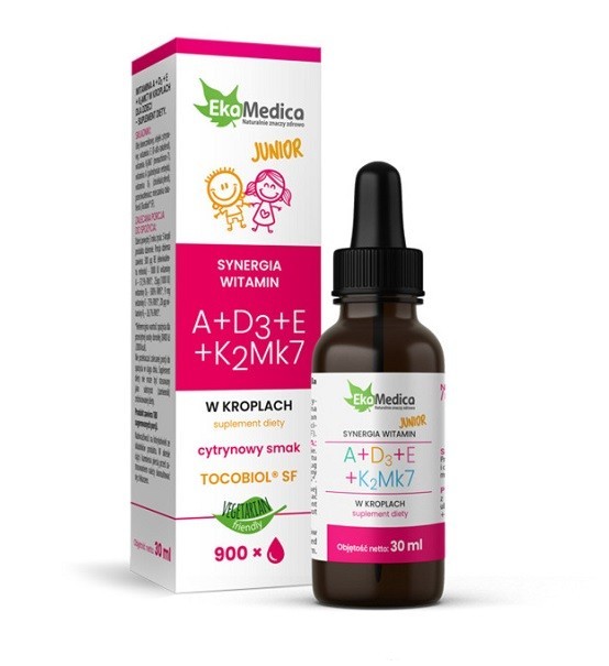 EkaMedica Witaminy Junior A+D3+E+K2Mk7 30 ml