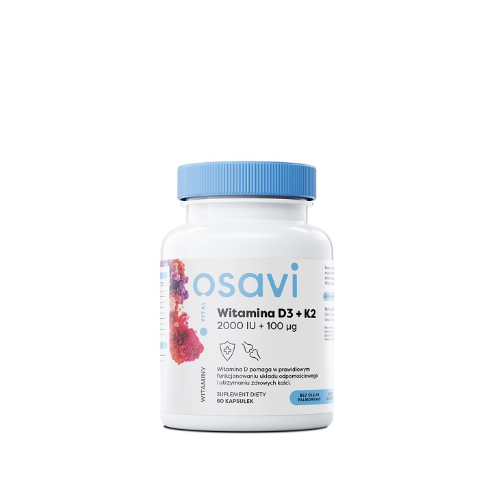 OSAVI Witamina D3 + K2 2000IU 60 Kapsułek żelowych