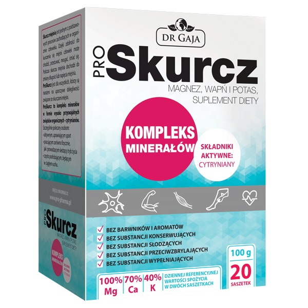 Propharma ProSkurcz Cytrynian Magnezu, Potasu, Wapnia 20 saszetek (100 g) PROSKURCZ20