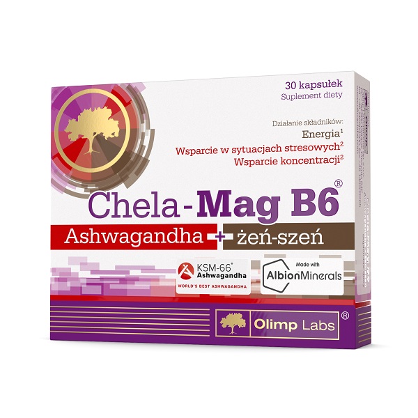 Olimp Chela-Mag B6 Ashwagandha + żeń-szeń 30 kapsułek