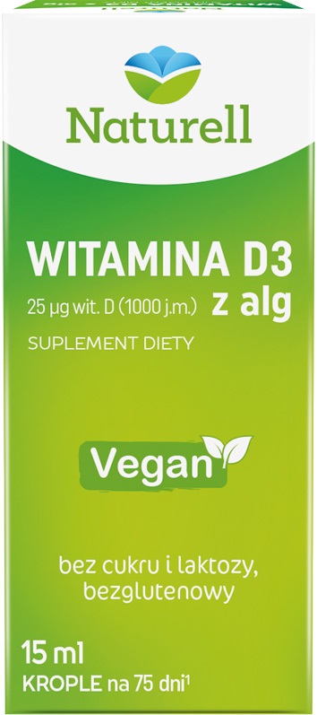 Naturell Witamina D3 z alg krople 15 ml
