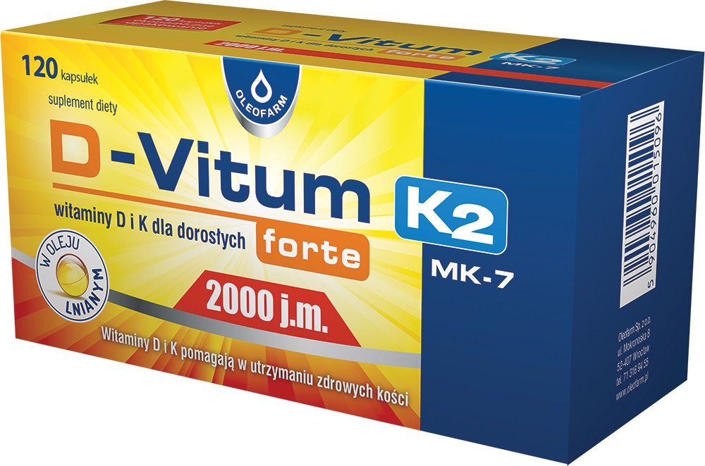 D-Vitum Forte 2000 j.m. K2, suplement diety, 120 kapsułek  3158443