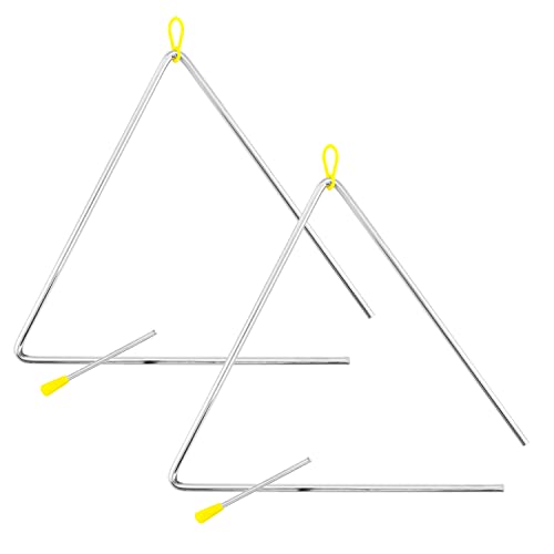 TIGER TRI28-2-MT 30,5 cm Samba Triangle Instruments - wytrzymałe trójkąty stalowe z metalowymi napastnikami, idealne do szkoły, zespołu lub użytku domowego - 2 sztuki