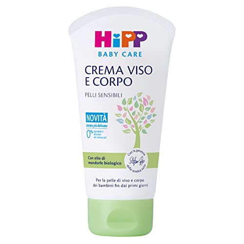 HiPP Baby Care - krem nawilżający do twarzy i ciała dla dzieci i niemowląt, do skóry wrażliwej, z organicznym olejem migdałowym, 1 sztuka 75 ml