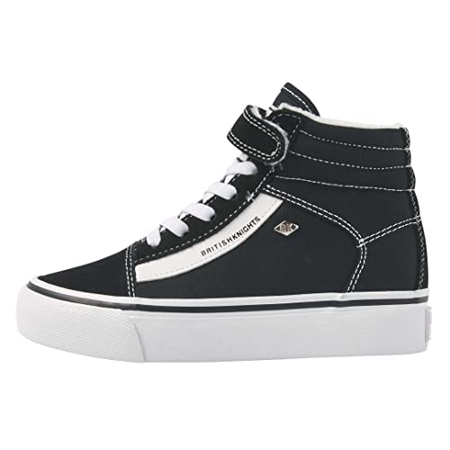 British Knights Mack MID platforma dziewczęce sneakersy z wysokim stanem, Schwarz Weiss, 33 EU