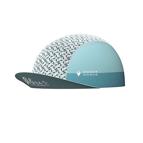 ABUS Czapka Race Cap – stylowa czapka z daszkiem – ochrona przed słońcem, owadami i potem – pasuje pod kask rowerowy – dla kobiet i mężczyzn – jasnoniebieska ze wzorem, rozmiar M