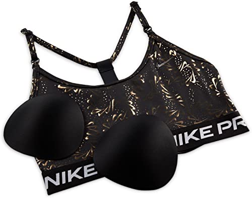 NIKE Dri Fit Indy Strpy Sparkle Biustonosz czarny/czarny/Dk Smoke Grey L