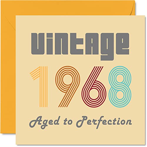 Kartki urodzinowe na 55. urodziny dla mężczyzn i kobiet – vintage 1968 'Aged To Perfection' – 55 kartka urodzinowa zabawna dla niej, 145 mm x 145 mm kartki urodzinowe dla mamy taty dziadka babci niani