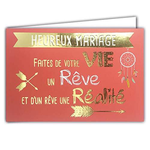 Afie 69 – 5088 kartka z życzeniami ślubnymi w kolorze złotym, błyszcząca, z kopertą; format zamkniętej kartki, 17 x 11,5 cm.