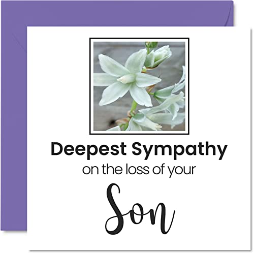 Karty ze współczuciem – Deepest For The Loss Of Your Son – karty żałobne dla dorosłych, 145 mm x 145 mm kartka z kondolencjami Thinking of You, kartki z życzeniami z motywem kwiatowym ze współczuciem