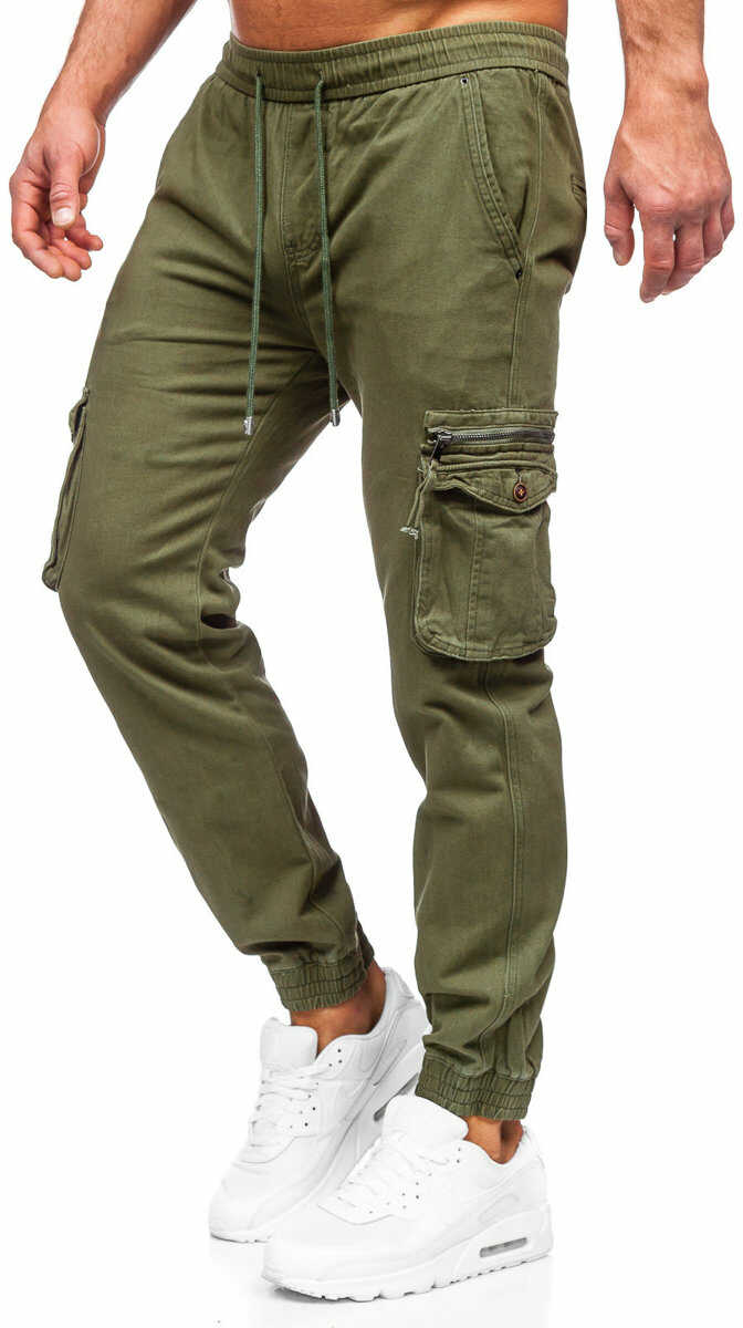 Khaki spodnie joggery bojówki męskie Denley MP0181MV