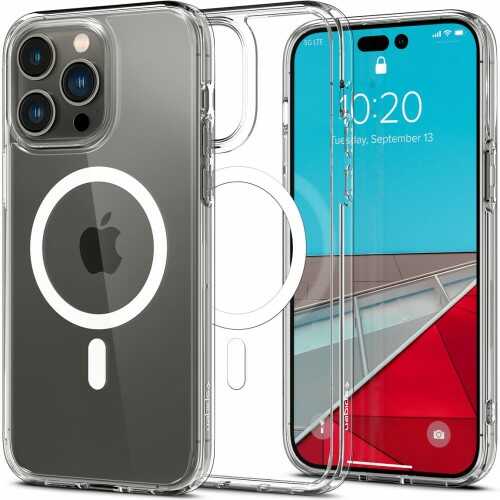 Spigen Etui Crystal Hybrid Mag MagSafe do iPhone 14 Pro Max przezroczysto-białe