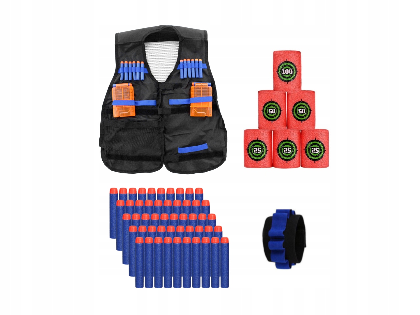 Zestaw Hasbro Nerf kamizelka + zam. strzałki x50 + cele x6 + opaska