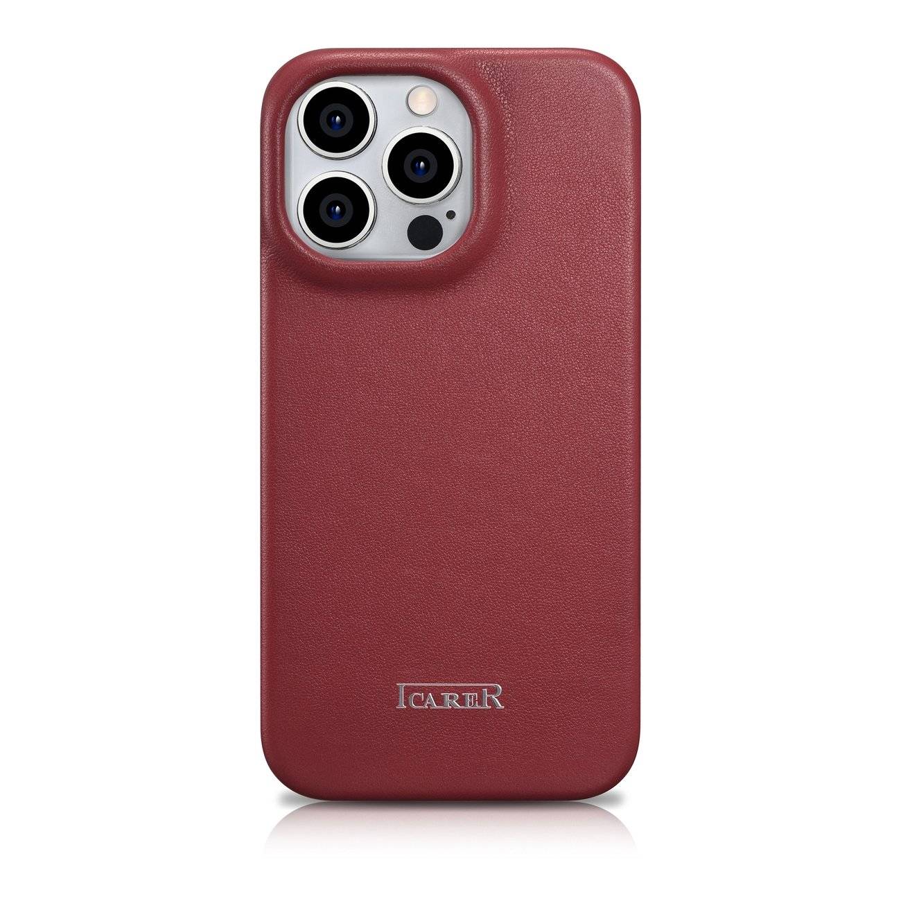iCarer CE Premium Leather Folio Case skórzane etui iPhone 14 Pro z klapką magnetyczne MagSafe czerwony (WMI14220714-RD)
