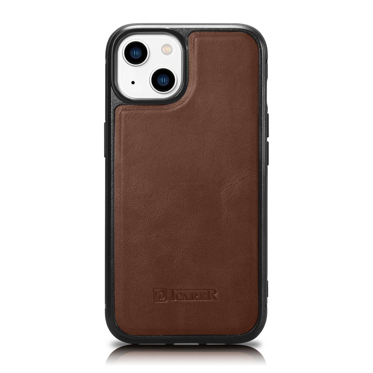 iCarer Leather Oil Wax etui pokryte naturalną skórą do iPhone 14 (kompatybilne z MagSafe) brązowy (WMI14220717-BN)