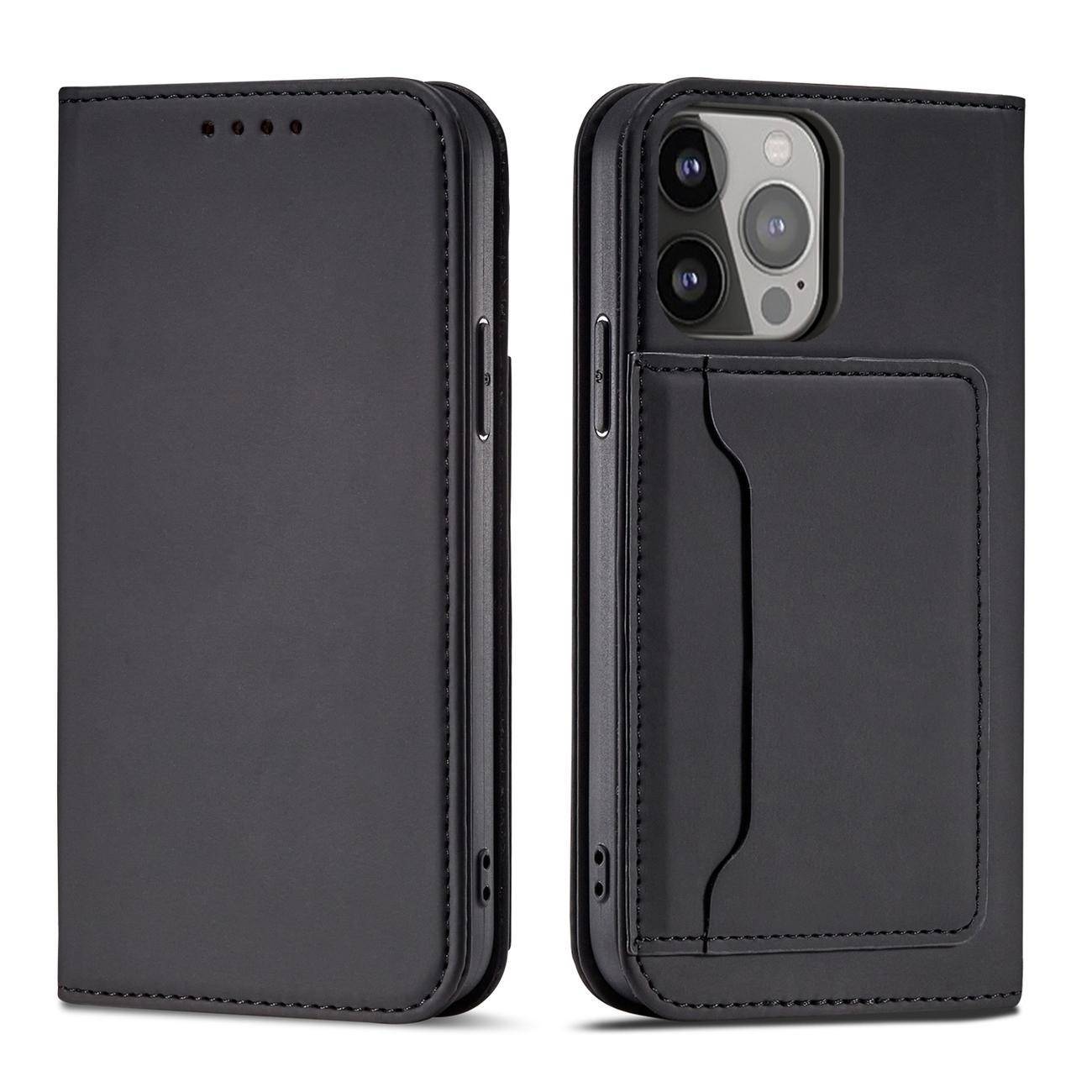 Magnet Card Case etui iPhone 14 Plus pokrowiec z klapką portfel podstawka czarne