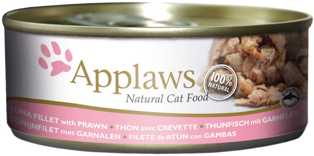 Zestaw Applaws w bulionie, 24 x 156 g - Filet z tuńczyka z krewetkami