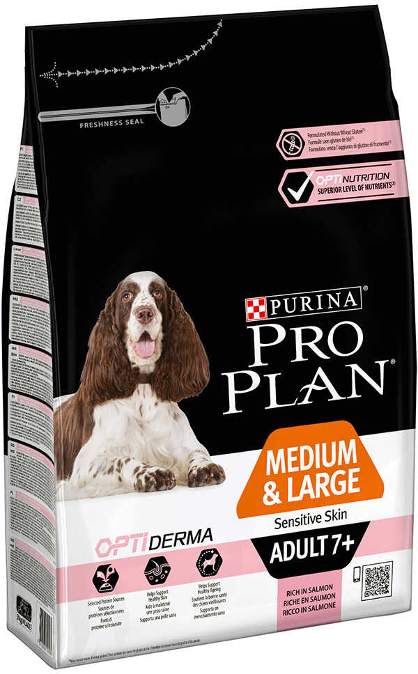 Purina Pro Plan Medium/Large Adult 7+ Sensitive Skin Optiderma, łosoś i ryż - 3 kg