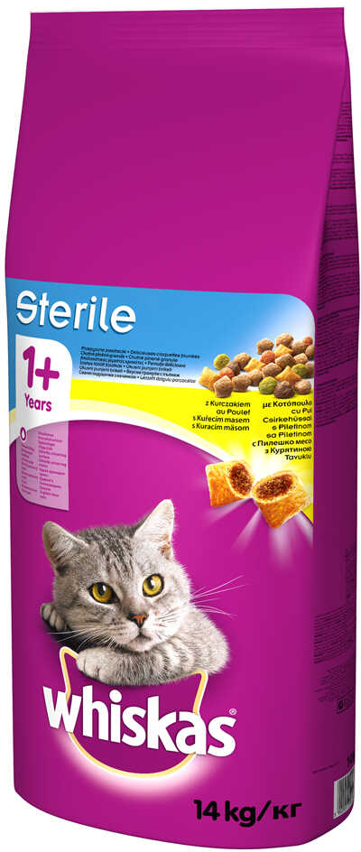 Whiskas 1+ Sterile z kurczakiem - 2 x 14 kg Dostawa GRATIS!