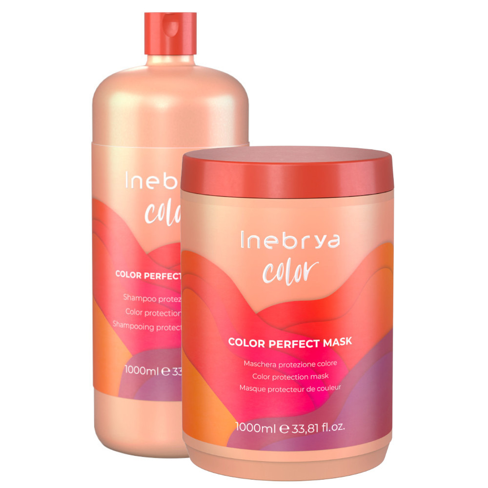 Inebrya Color Perfect, zestaw XL do włosów farbowanych, szampon + maska