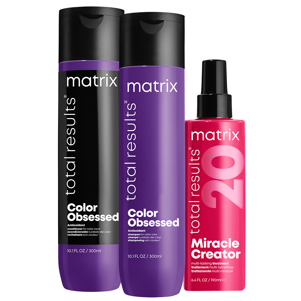 Matrix Color Obsessed, zestaw do włosów farbowanych, szampon + odżywka + maska