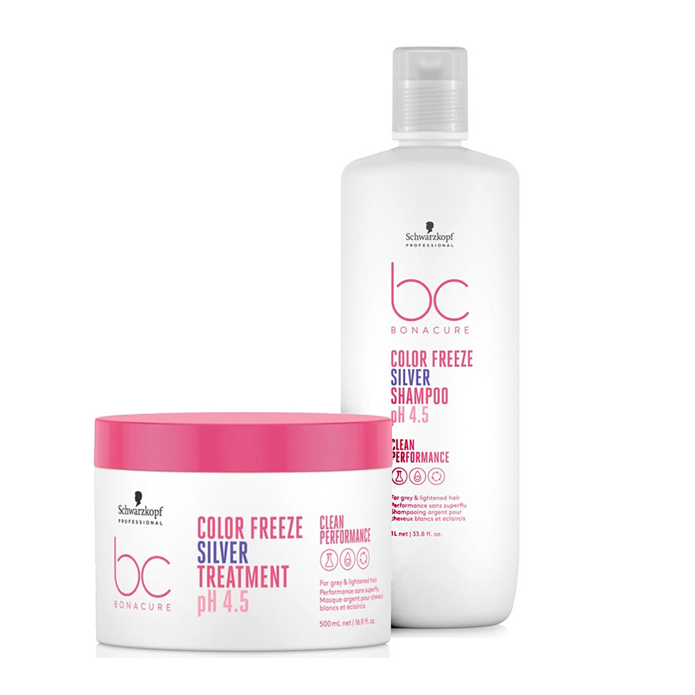 Schwarzkopf BC Color Freeze Silver, zestaw XL ochładzający odcień blond, 1000ml + 500ml