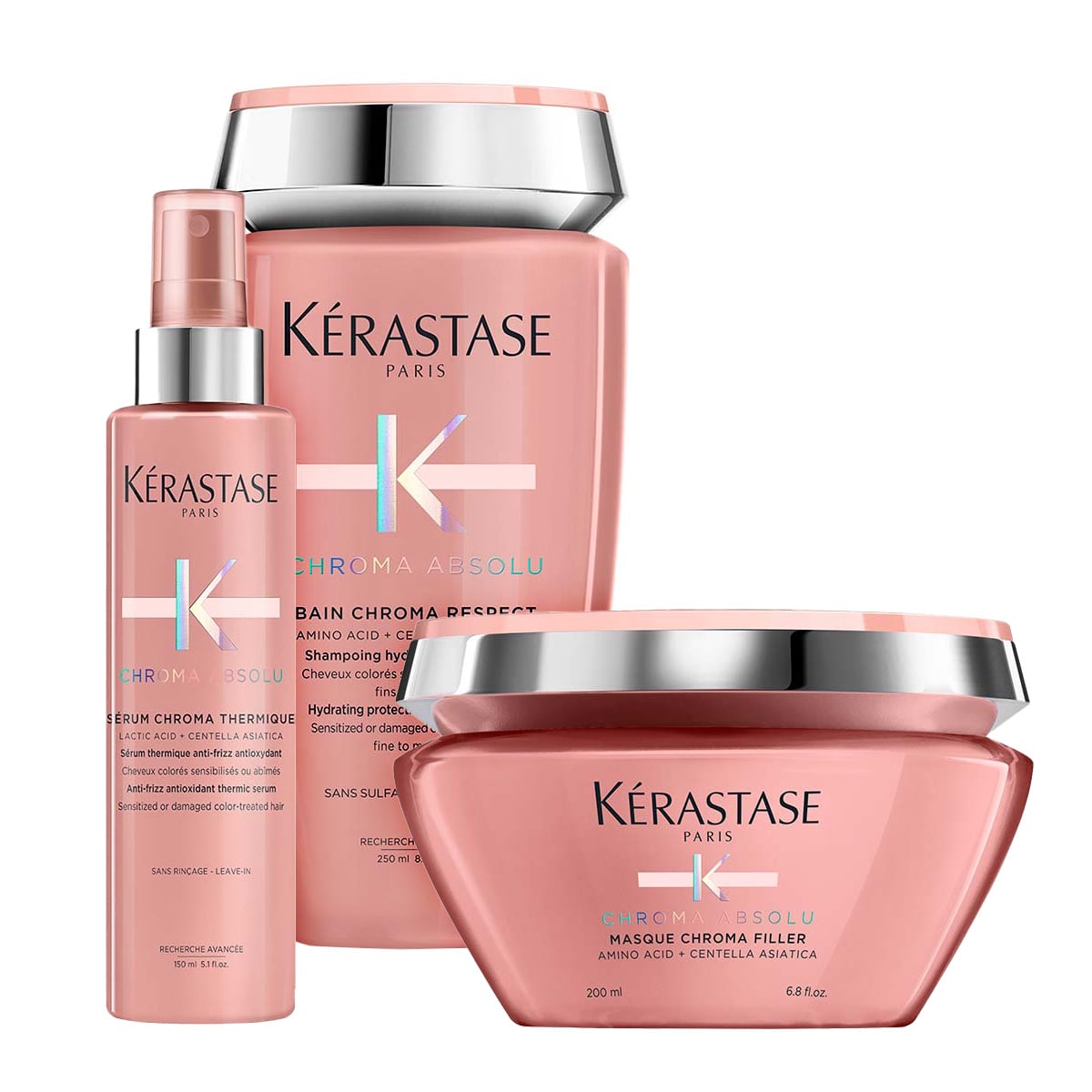 Kerastase Chroma Absolu, zestaw do włosów koloryzowanych, szampon + maska + termoochrona