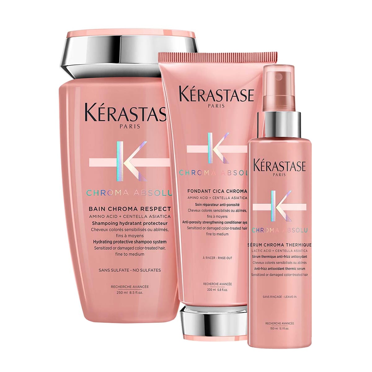 Kerastase Chroma Absolu, zestaw do włosów koloryzowanych, szampon + odżywka + termoochrona