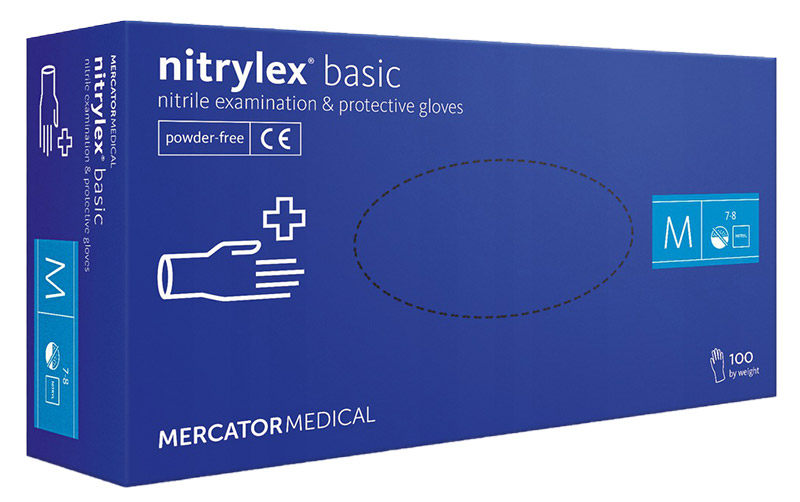 Mercator Nitrylex Basic, rękawiczki nitrylowe, niebieskie, rozmiar M, 100szt