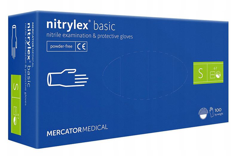 Mercator Nitrylex Basic, rękawiczki nitrylowe, niebieskie, rozmiar S, 100szt