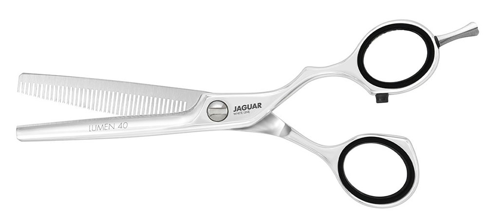 Фото - Ножиці для стрижки Jaguar Lumen 40 White Line, degażówki fryzjerskie, 5.5", ref. 3055 