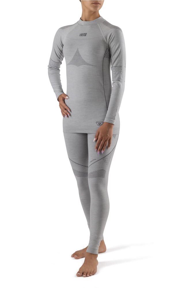 Komplet bielizny termoaktywnej damskiej z wełny merino Viking Lava Primaloft 0200 jasnoszary