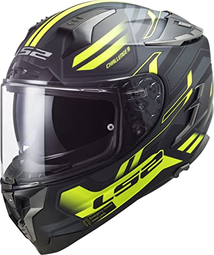 LS2, kask motocyklowy Challenger Spin kobaltowy żółty, XS