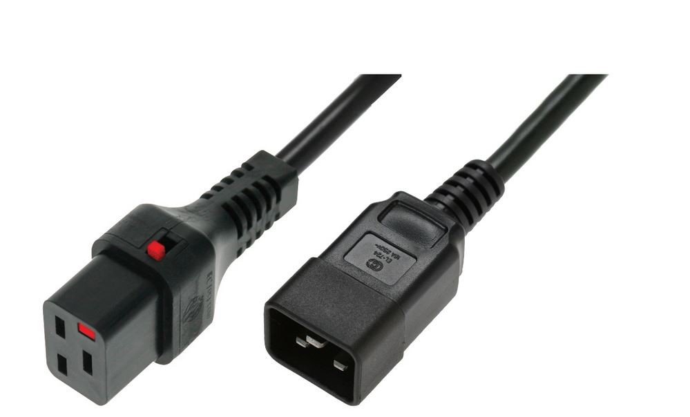 Assmann Kabel zasilający serwerowy IEC LOCK 3x1,5mm2 Typ IEC C20 prosty/IEC C19 prosty M/Ż 2m czarny IEC-PC1285