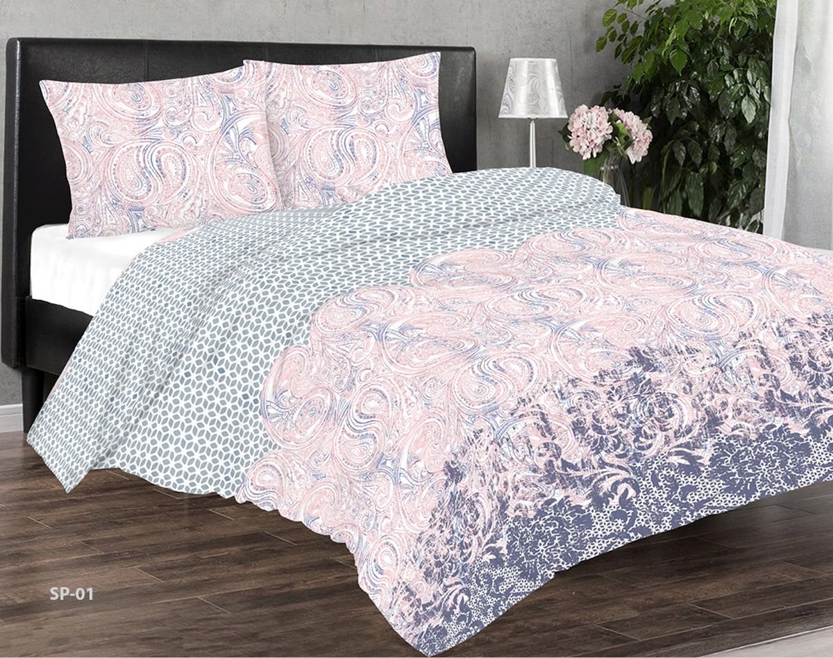 Matex Multitex Pościel satynowa Premium, biało-niebieska, 2x 70x80 cm, 160x200 cm