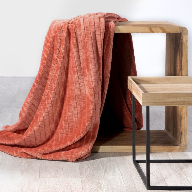 Euro Firany Koc 200 x 220 Flanelowy Design Cindy2 Cegła 1201723