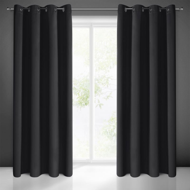 Euro Firany Zasłona 135 x 250 Dekoracyjna Blackout Logan Czarn 1207328