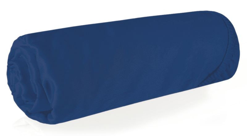 Eurofirany Wysokie prześcieradło satynowe z gumką granatowe 100x200+25cm