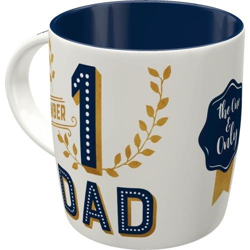 Retro Kubek Ceramiczny Najlepszy Tata Nr 1 340 ml