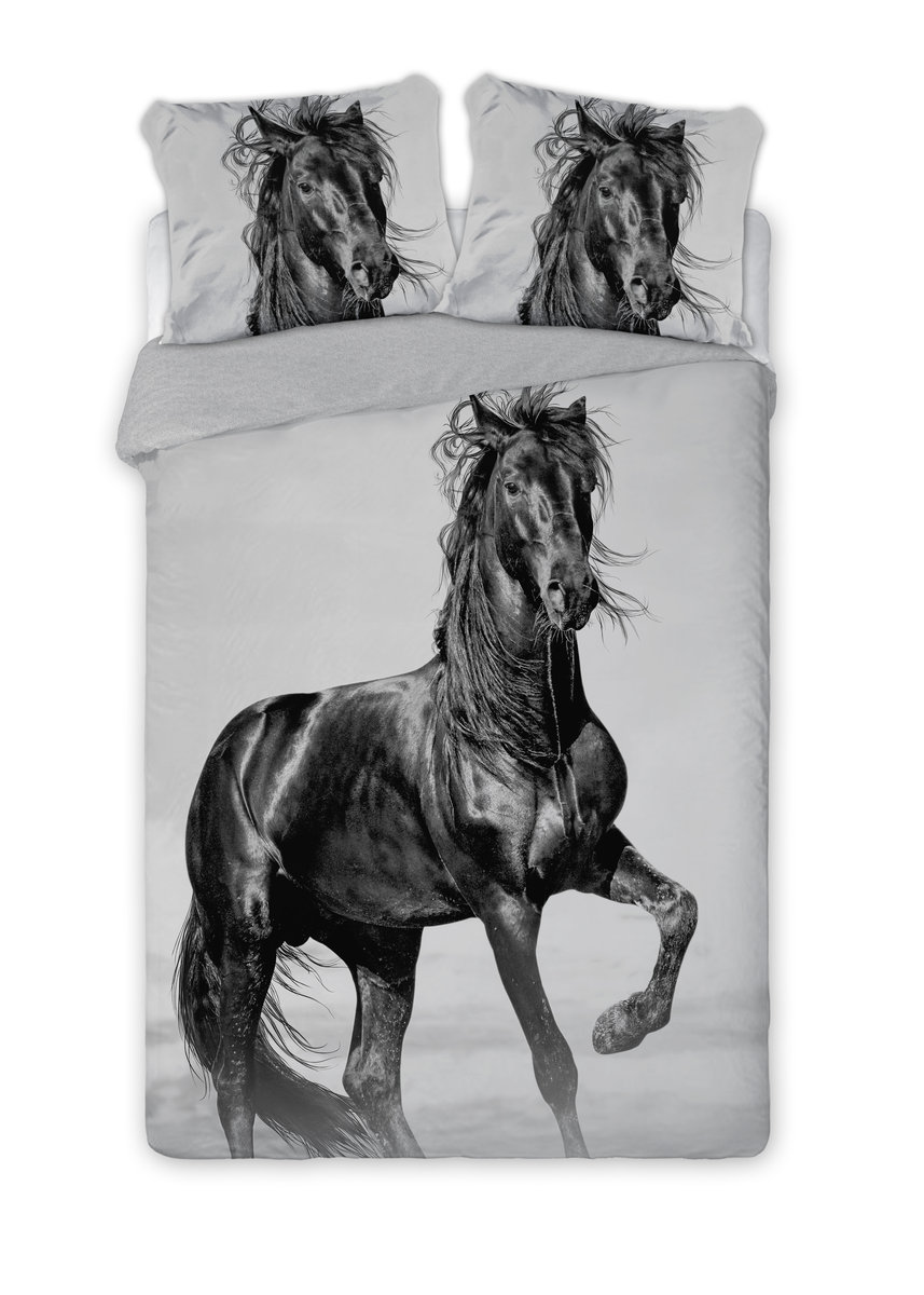 FO Bawełniana Pościel Perkal Czarny Koń Mustang BLACK HORSE