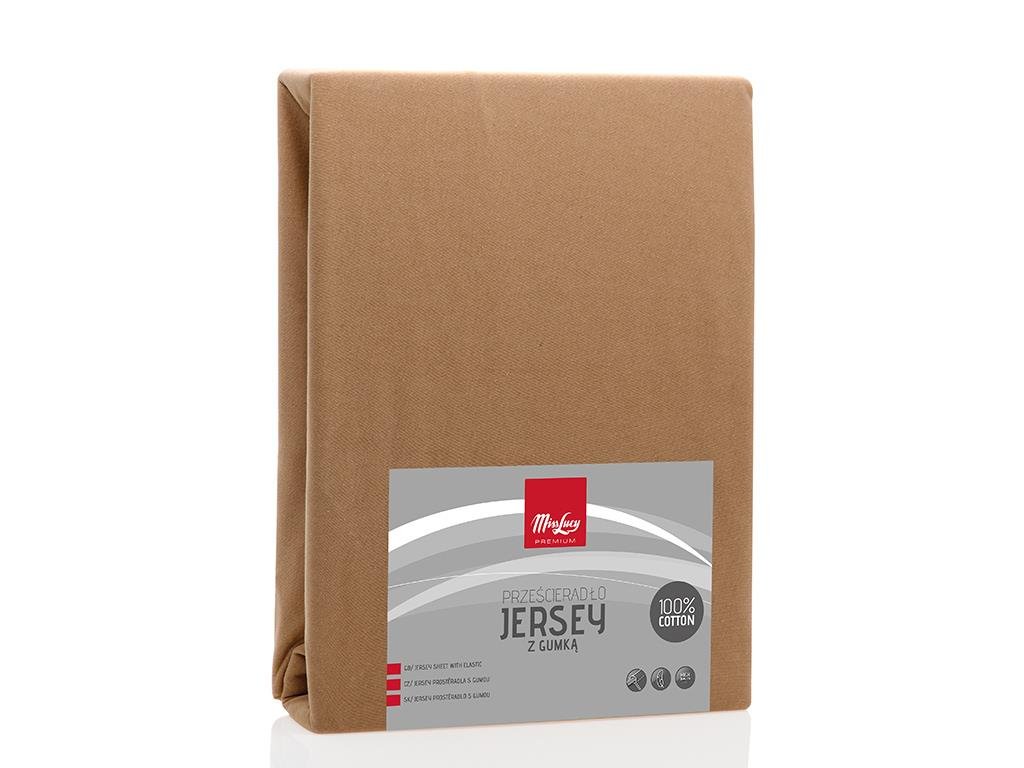 Fl1 PRZEŚCIERADŁO JERSEY Z GUMKĄ 140X200CM BEŻ 80A-PRZ-J140BE