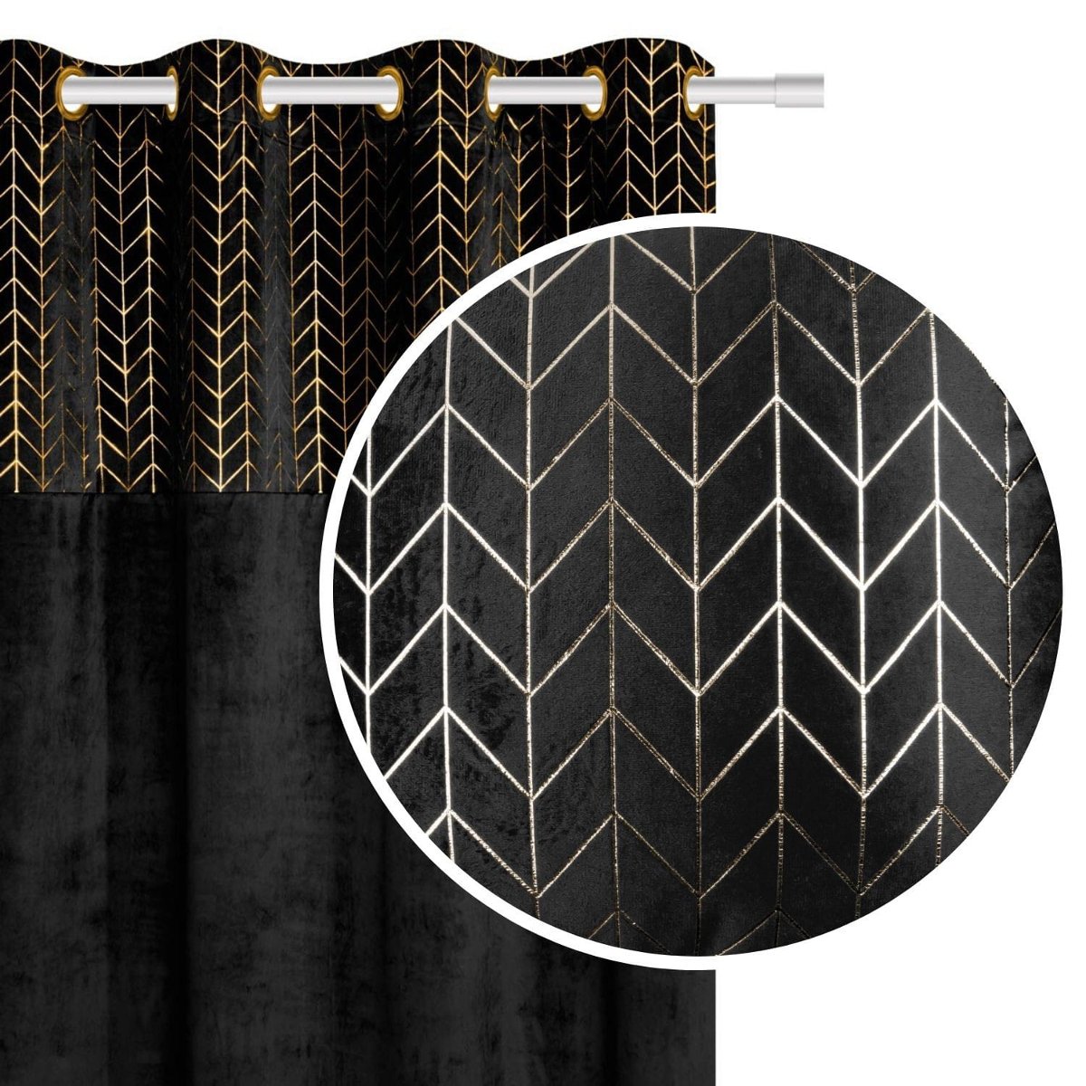 Zasłona welurowa Velvet Nord 140x250 cm czarna Spod Igły i Nitki