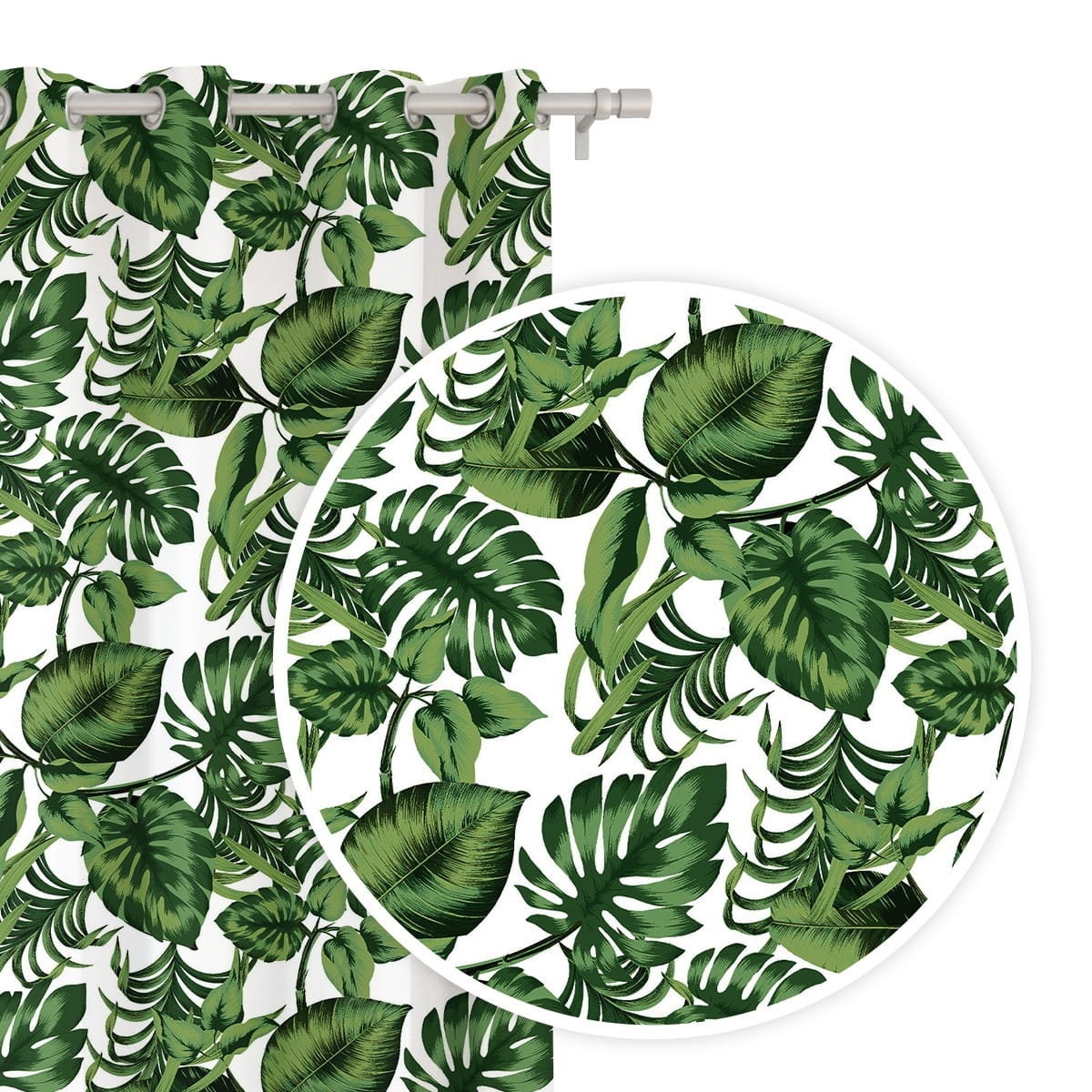 Zasłona 140 x 250 Dekoracyjna Palms Przelotki Ziel