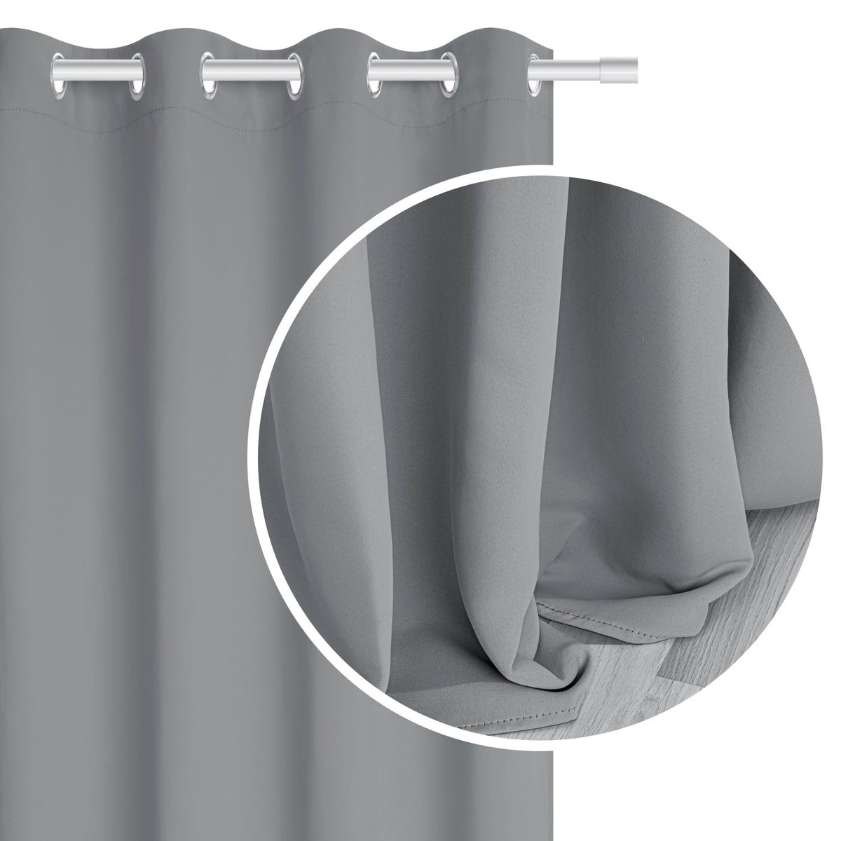 Zasłona 140 x 250 Blackout Przelotki Hold Srebrny