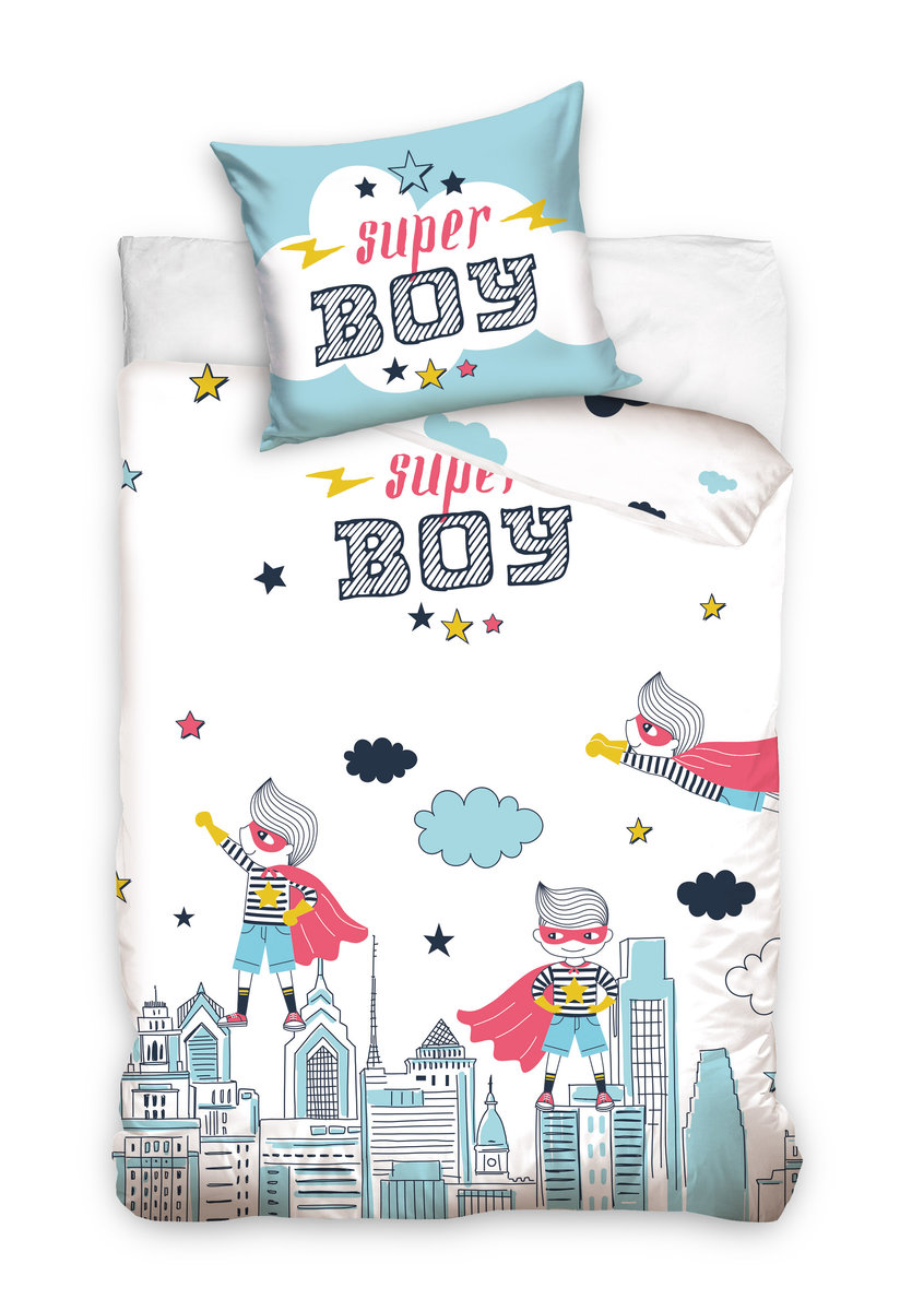 SUPER BOY KOMPLET POŚCIELI 160x200 BAWEŁNA ŚWECĄCA NL205007