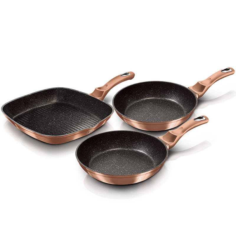 Berlinger Haus Zestaw patelni 20/24/28 cm BH/1279NF Metallic Line Rose Gold Edition BH/1279NF