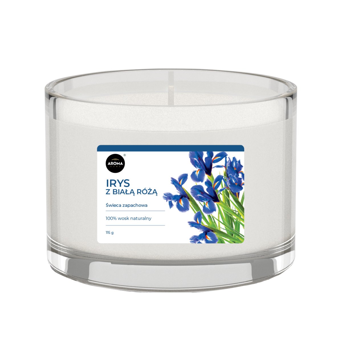 Aroma Home Basic, świeca zapachowa, Irys z białą różą, 115 g